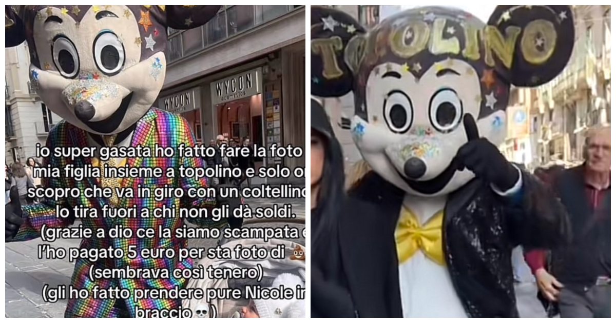 Topolino semina il panico tra le strade di Napoli: “Ci ha derubate e aveva un coltellino. Estorce denaro”