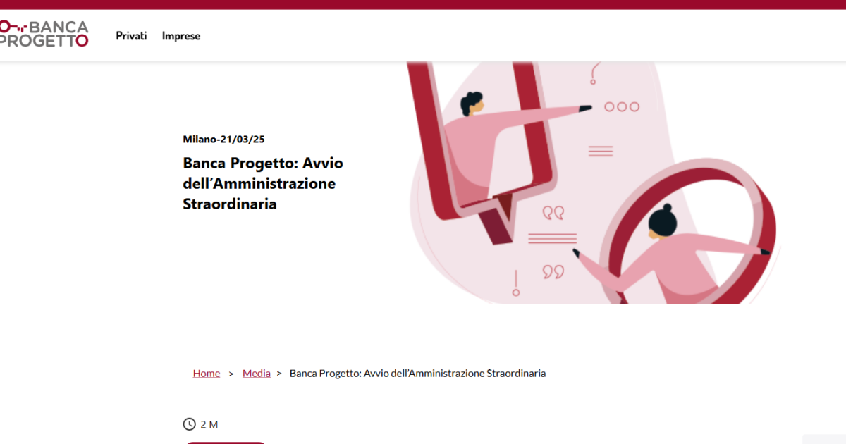 Banca d’Italia mette in amministrazione straordinaria Banca Progetto, sciolto il cda