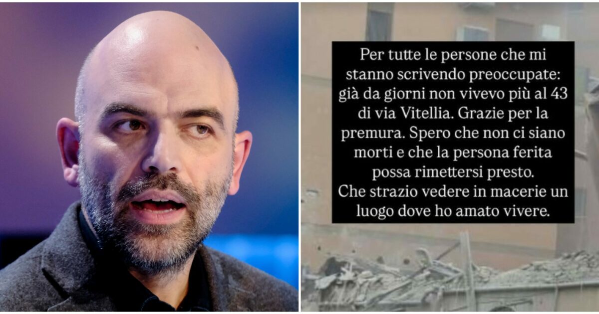 Saviano abitava nel palazzo esploso a Roma: “Da giorni non vivevo più lì”