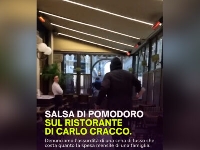 Copertina di Blitz di Ultima Generazione da Cracco: versato pomodoro nella veranda del ristorante milanese – Video