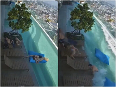 Copertina di Terremoto in Myanmar, i turisti in piscina sul tetto a Bangkok: poi la scossa, le onde e la fuga – Video
