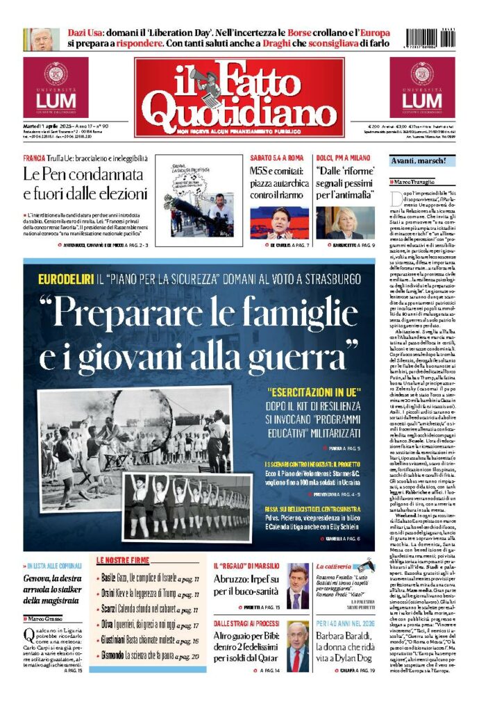 Copertina de Il Fatto Quotidiano di Mar 1 Aprile 2025