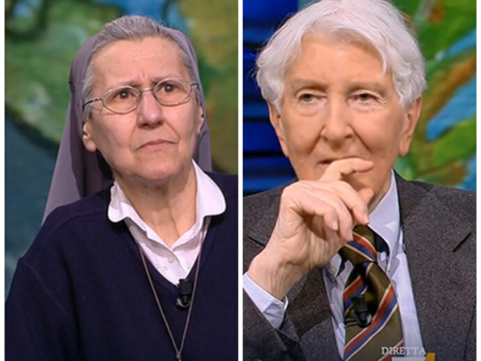 Augias e suor Paola a DiMartedì tentano una catechesi della guerra: quanto manca a toccare il fondo?