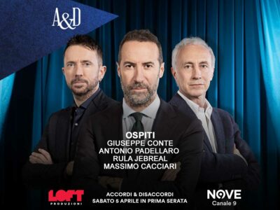 Copertina di Conte, Padellaro, Jebreal e Cacciari ospiti di Luca Sommi ad Accordi&Disaccordi su Nove il 5 aprile. Con Travaglio e Scanzi