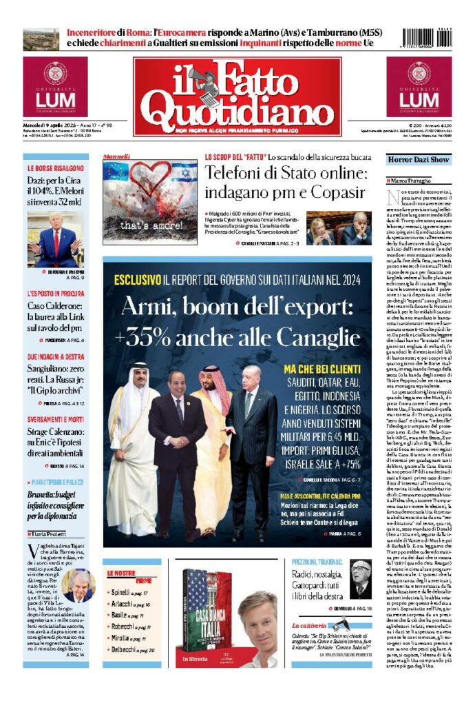 Copertina de Il Fatto Quotidiano di Mer 9 Aprile 2025