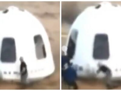 Copertina di Jeff Bezos cerca di aprire la capsula di Blue Origin dopo l’atterraggio, ma inciampa e cade in diretta mondiale – VIDEO