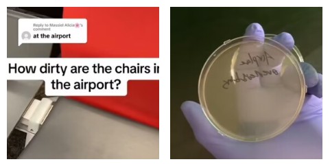 Quanto sono sporche le sedie di un aeroporto? Il video che le analizza diventa virale su TikTok: “Tenetelo a mente se volete fare un sonnellino qui”