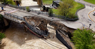 Ponte crollato a Valdagno per le forti piogge: le impressionanti immagini dal drone