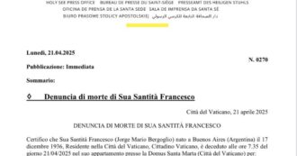 Papa Francesco, il Vaticano: "Colpito da ictus cerebrale, coma e collasso cardiocircolatorio"