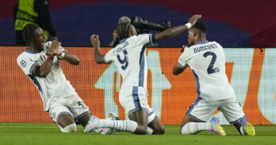 Copertina di Champions, lo show dell’Inter a Barcellona fa il botto in tv: record storico di share per Nove