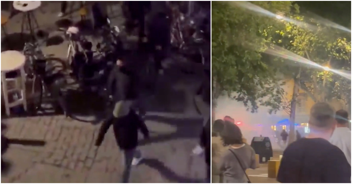 Betis Fiorentina, scontri tra ultras in centro a Siviglia: risse, lancio di bottiglie e fumogeni – Video Betis Fiorentina, scontri tra ultras in centro a Siviglia: risse, lancio di bottiglie e fumogeni – Video
