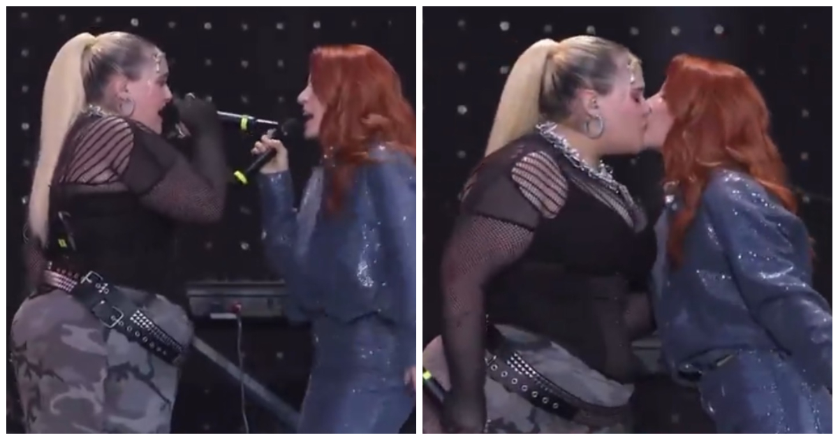 Scatta bacio da Ilfattoquotidiano.it scatta il bacio tra noemi e bigmama al concertone del primo maggio il gesto sulle note di i kissed a girl – video