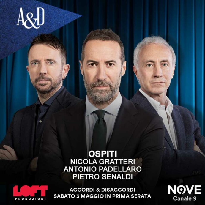 Gratteri, Senaldi e Padellaro ospiti di Luca Sommi ad Accordi&Disaccordi su Nove il 3 maggio. Con Travaglio e Scanzi