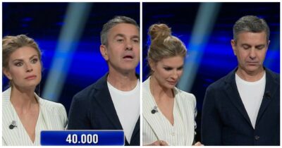 Copertina di “Me ne vado”: Martina Colombari infastidisce Billy Costacurta e lui minaccia di andarsene dallo studio de “L’Eredità”