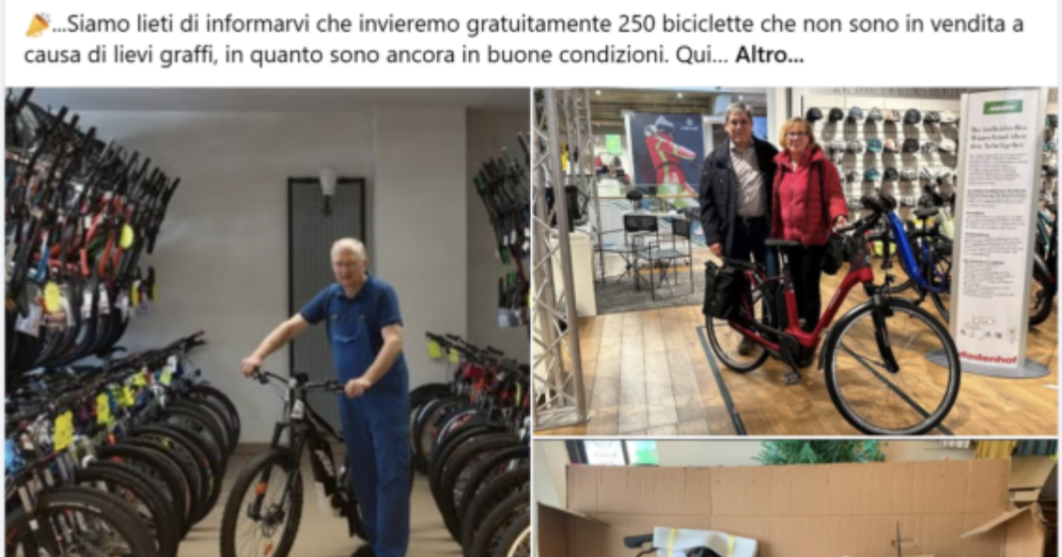 “Regaliamo 250 e-bike con piccoli graffi. Basta scrivere ‘grazie'”: attenzione alla nuova truffa che ruba soldi. Ecco come funziona