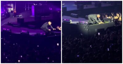 Copertina di “Sono quasi morto”: il rapper Guè finisce in una botola aperta in mezzo al palco, la caduta durante il concerto al Forum di Milano