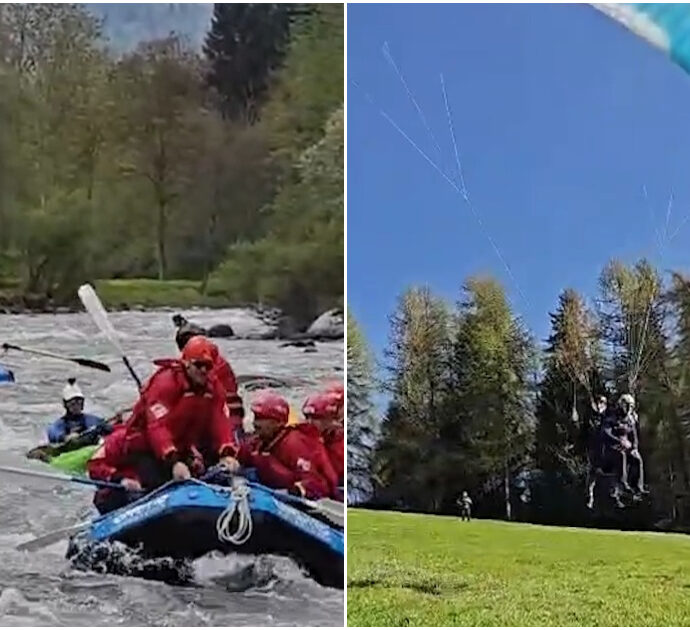 Il video di Meloni che fa rafting in Trentino con familiari e politici di FdI. E Lollobrigida vola in parapendio