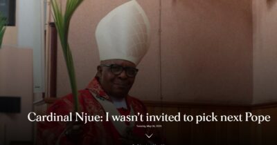 Copertina di “Non mi hanno invitato al Conclave”: la protesta del cardinale keniano Njue. Ma la sua diocesi lo smentisce