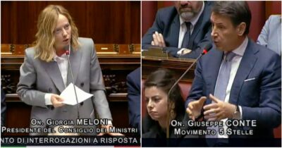 Copertina di Scontro Conte-Meloni sul riarmo: “Si è fatta fregare in Europa”, “Io non cambio idea come gira il vento”