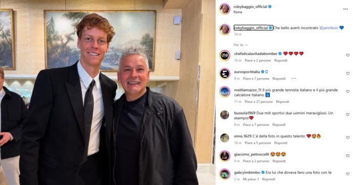 Sinner incontra pure Baggio: il post del Divin Codino scatena i tifosi sui social
