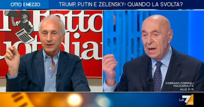 Copertina di Mieli-Travaglio, scintille su La7. “Johnson bloccò negoziato tra Mosca e Kiev? Immensa bufala russa”. “Lo dissero gli ucraini”
