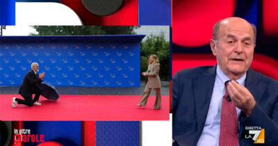 Copertina di Bersani a La7: “Edi Rama in ginocchio davanti a Meloni? Scena umiliante da Bagaglino”