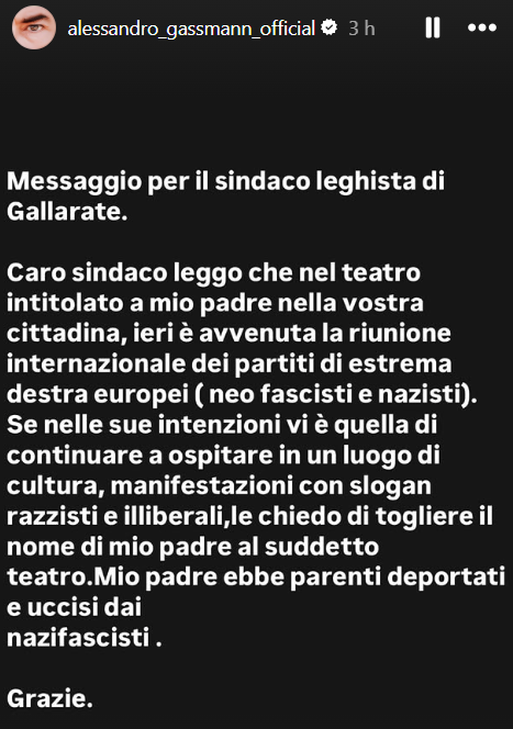 Se il sindaco di Gallarate vuole ospitare in teatro eventi con slogan razzisti, tolga il nome di mio padre Se il sindaco di Gallarate vuole ospitare in teatro eventi con slogan razzisti, tolga il nome di mio padre