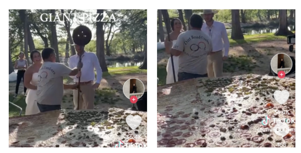 il buffet del matrimonio l idea di due sposi una pizza gigante da 25 metri è stato uno spettacolo