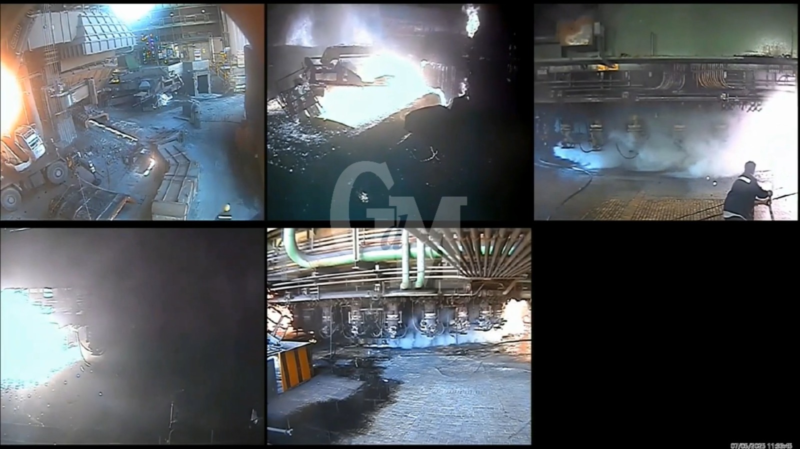 ilva l inferno di fiamme e la fuga degli operai l incendio nell altoforno ripreso dalle telecamere interne