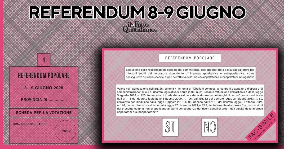 referendum 8 9 giugno guida al 4 quesito in caso di infortuni nell appalto committenti sempre responsabili