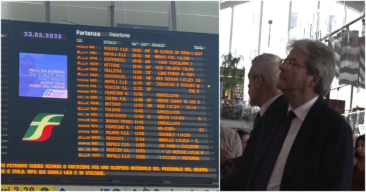 sciopero dei treni lo sconforto dei passeggeri a roma e spunta gentiloni col naso all insù – video
