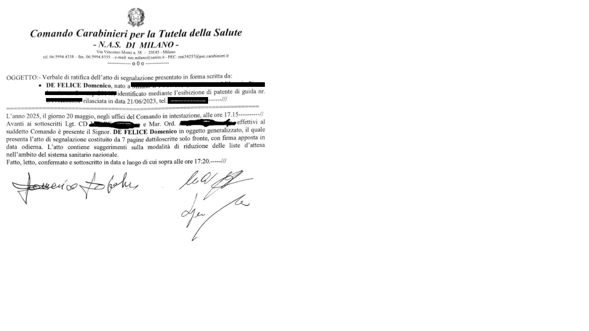 Sono andato dai Nas per parlare di sanità lombarda: riusciranno a fare qualcosa? Sono andato dai Nas per parlare di sanità lombarda: riusciranno a fare qualcosa?