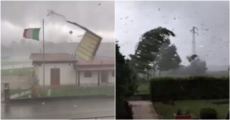 Copertina di Spaventosa tromba d’aria nel Trevigiano, le raffiche di vento e i tetti scoperchiati – Video