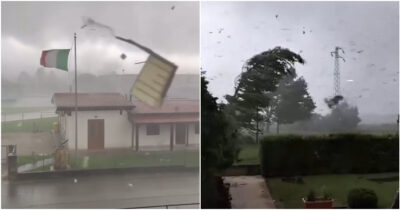 Copertina di Spaventosa tromba d’aria nel Trevigiano, le raffiche di vento e i tetti scoperchiati – Video