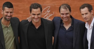 Copertina di I Big Four riuniti al Roland Garros: incredibile sorpresa per Rafa Nadal. Lo spagnolo commosso: “Significa molto che siate tutti qui”