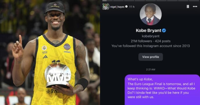 “Come va Kobe? Quella tua risposta mi ha cambiato la vita”: il cestista Hayes-Davis scrive a Bryant prima della finale di Eurolega, il suo messaggio da brividi si avvera
