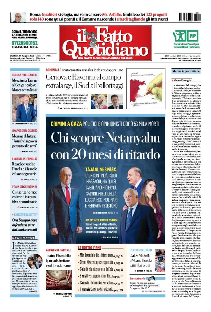 Copertina de Il Fatto Quotidiano di Mar 27 Maggio 2025