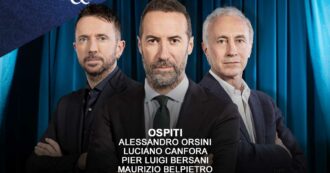 Copertina di Bersani, Orsini, Canfora e Belpietro da Luca Sommi nello Speciale di Accordi&Disaccordi su Nove il 31 maggio. Con Travaglio e Scanzi