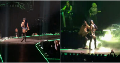 Copertina di Corre sul palco e si sgancia il reggiseno: panico per Katy Perry durante il concerto – IL VIDEO