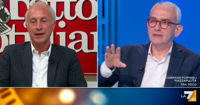 Copertina di Scintille tra Fubini e Travaglio. “L’Ucraina è una democrazia “. “L’unica con 11 partiti di opposizione aboliti per legge”. Su La7