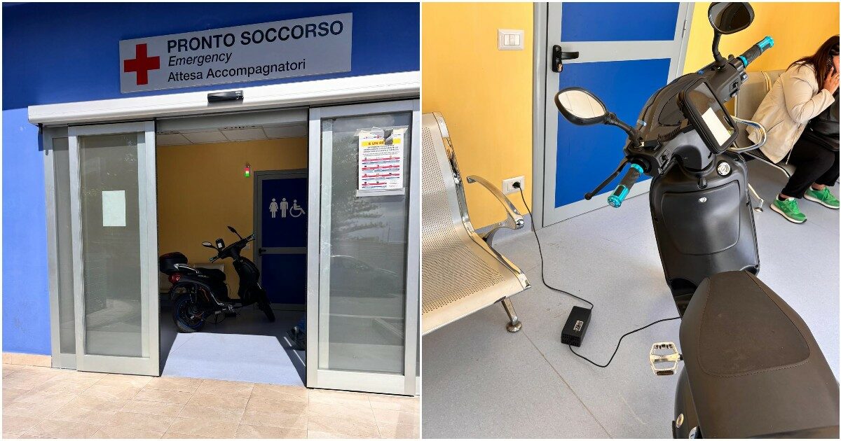 mette a ricaricare il motorino elettrico del pronto soccorso di messina inciviltà e degrado culturale