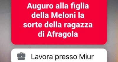 Copertina di Identificato il dipendente Miur che ha augurato la morte alla figlia di Meloni. La premier: “Clima violento, politica si unisca”