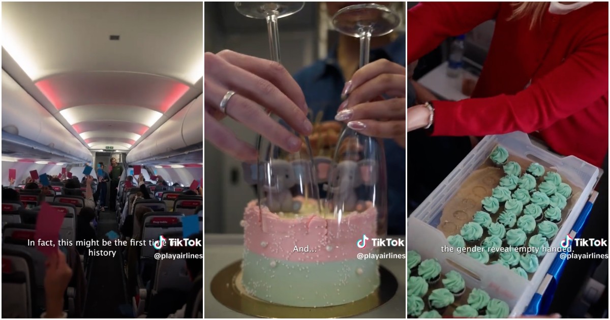 Sarà maschio o femmina? Il gender reveal è tra sconosciuti a 35mila piedi d’altezza: il particolare volo per Parigi – Video