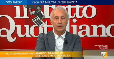 Copertina di Travaglio a La7: “Ue non esiste, si riunisce con Londra che è fuori. Von der Leyen premiata per la pace? Una barzelletta”