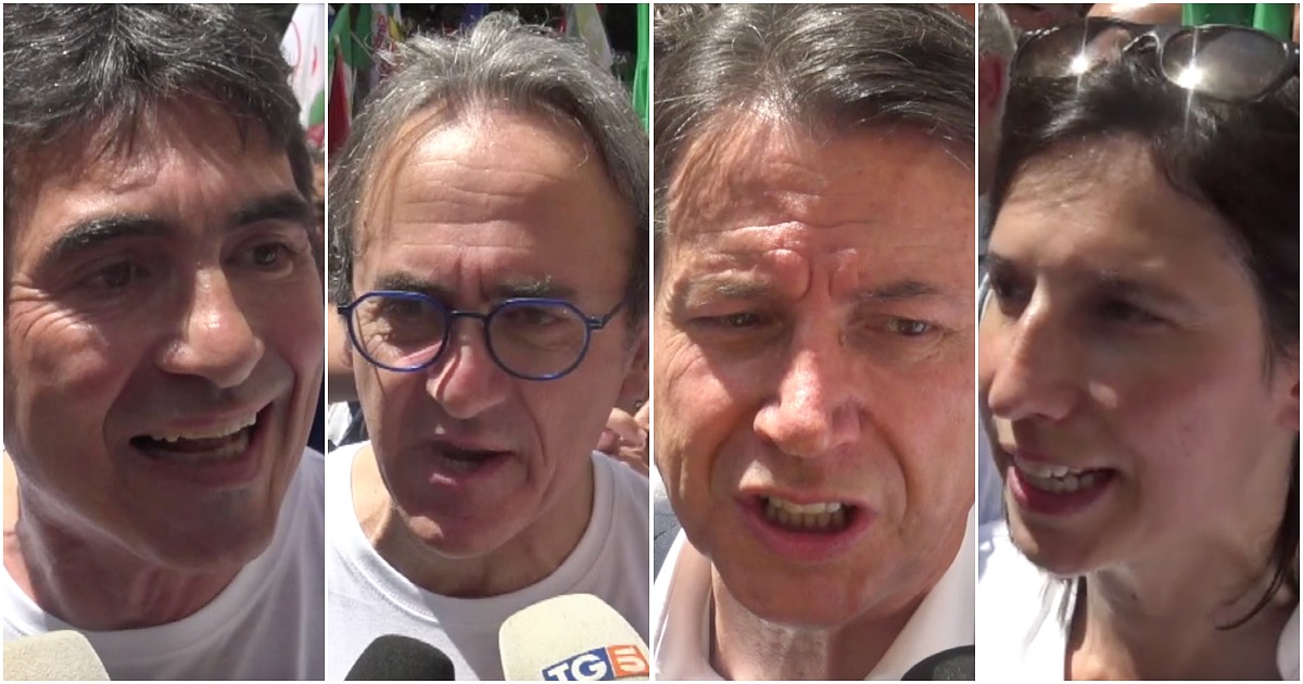 in piazza per gaza i leader di pd m5s e avs qui l italia che non tace come meloni