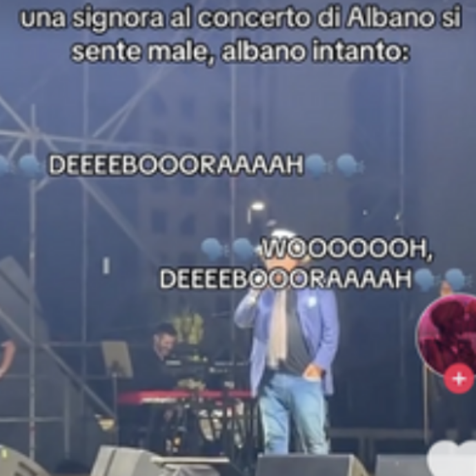 Sviene al concerto di Al Bano, lui tenta di ‘rianimarla’ con una serie di acuti: “Deborah! Svegliati, vieni qui!”
