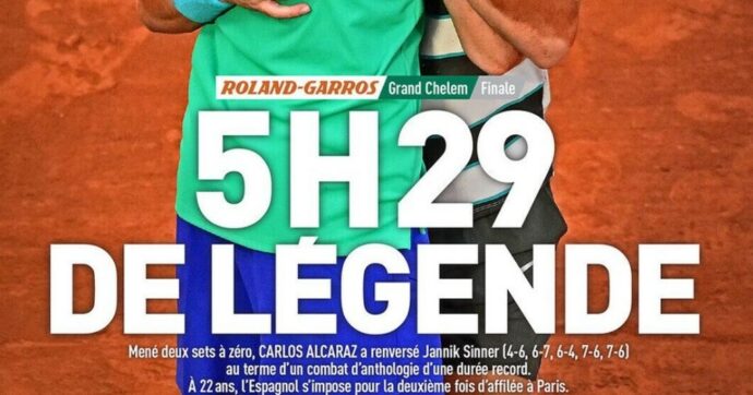 “5H 29 de légende”: così la copertina de L’Équipe celebra Sinner e Alcaraz