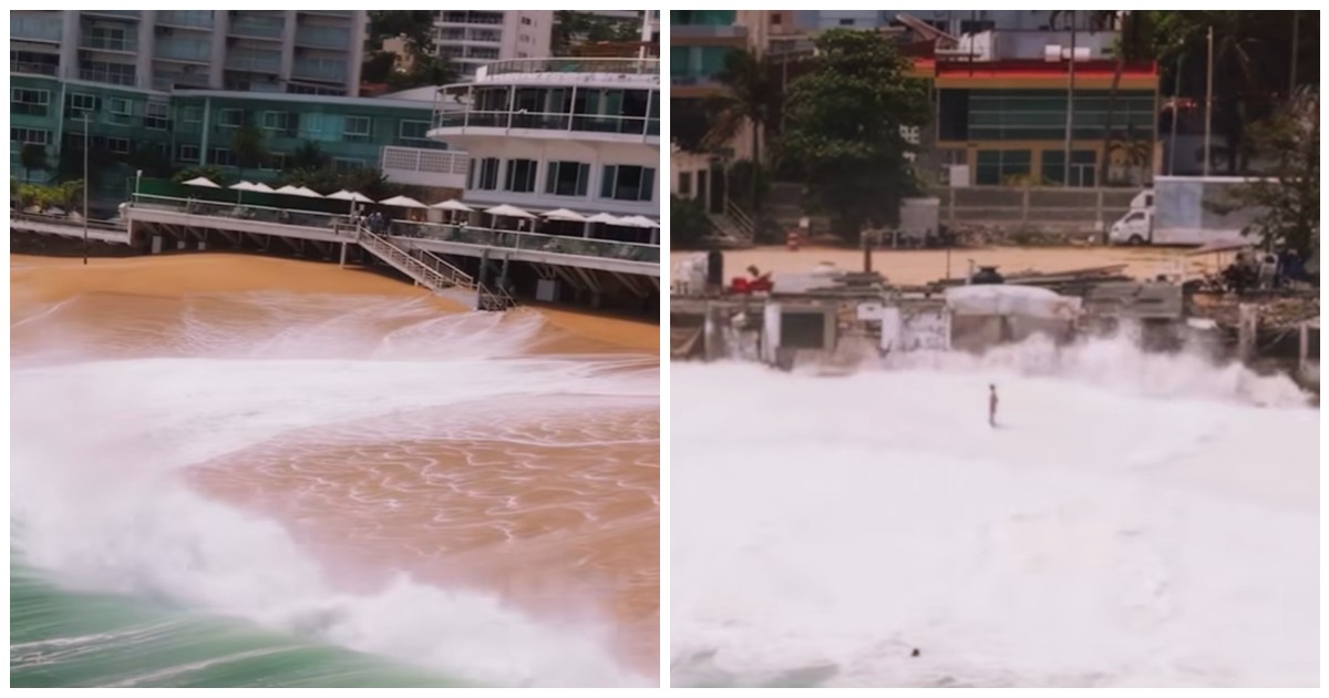 le onde erano impressionanti un gruppo di persone 232 anche entrato in acqua sfidando gli avvertimenti le immagini dal drone che sembrano ai 8211 video