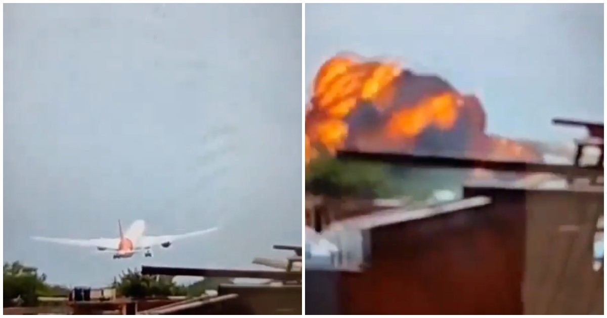 precipita aereo air india il video dello schianto poco dopo il decollo perde quota poi l8217impatto e la nube
