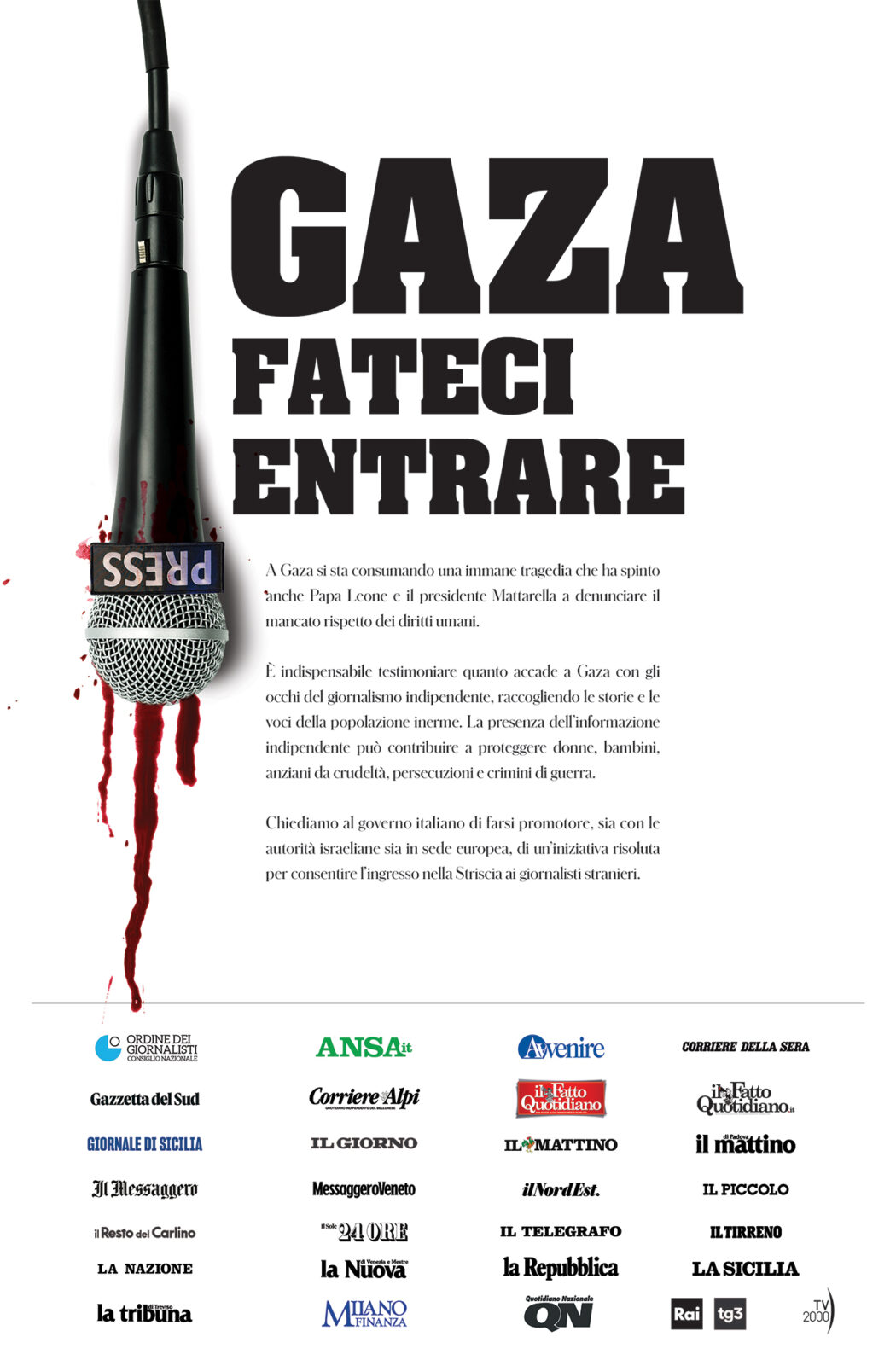 L’appello di direttori e vicedirettori dei grandi giornali italiani al governo: “Fateci entrare a Gaza”